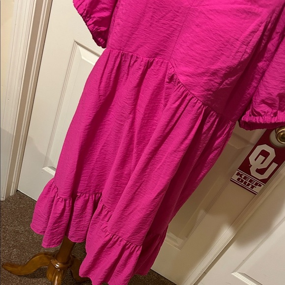 Nine West Fuchsia Mini Dress. 2X. Smocked back. - Picture 3 of 11